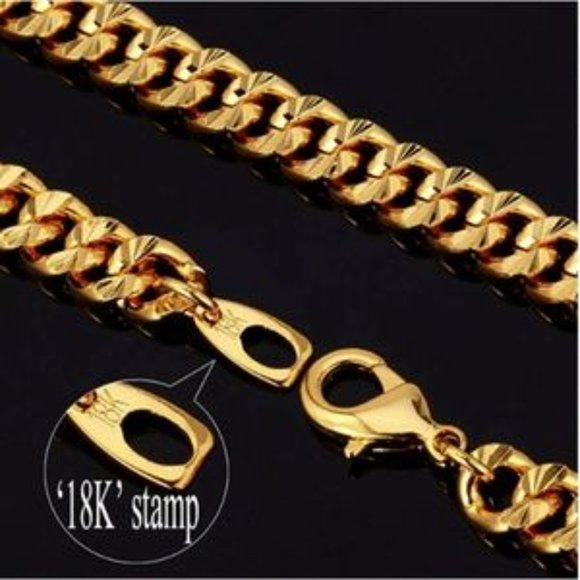 Mens "Jax" 18K REAL Gold Plated 6mm Curb Chain - Picture 8 of 8